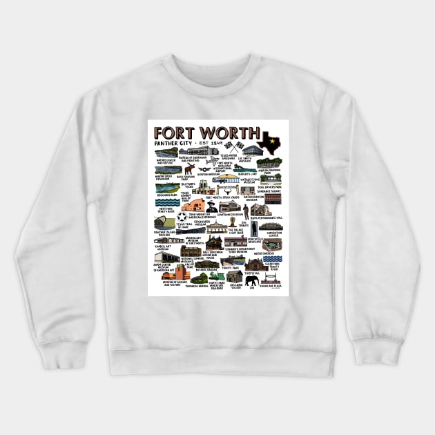 Fort Worth Map Art Crewneck Sweatshirt by fiberandgloss